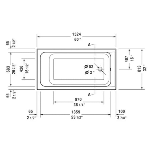 Duravit D-Code 60" x 32" Soaking Tub - Luxe Vanity & Tub