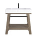 Auburn 36" Single Sink Console, Weathered Timber w/ Glossy White Mineral Composite Stone Top - Luxe Vanity & Tub