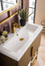 Columbia 31.5" Single Vanity, Latte Oak, Radiant Gold, w/ White Glossy Composite Stone Top - Luxe Vanity & Tub