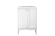 Chianti 24" Single Vanity Cabinet, Glossy White, Brushed Nickel - Luxe Vanity & Tub