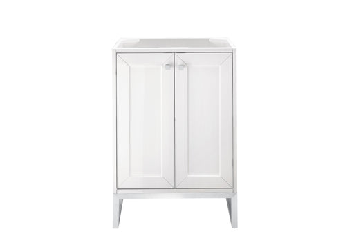 Chianti 24" Single Vanity Cabinet, Glossy White, Brushed Nickel - Luxe Vanity & Tub