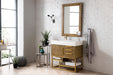 Columbia 36" Single Vanity, Latte Oak, Radiant Gold w/ Glossy White Composite Stone Top - Luxe Vanity & Tub