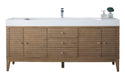 Linear 72" Single Vanity Whitewashed Walnut w/ Glossy White Composite Stone Top - Luxe Vanity & Tub