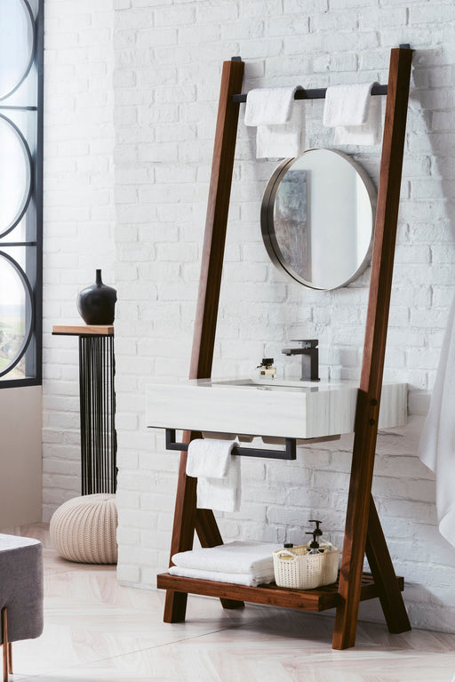 Lakeside 30" Single Vanity, Mid-Century Walnut w/ Arctic Fall Solid Surface Top - Luxe Vanity & Tub