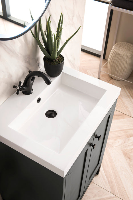 Chianti 24" Single Vanity, Mineral Gray, Matte Black, w/ White Glossy Composite Stone Top - Luxe Vanity & Tub