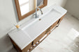 Columbia 72" Single Vanity, Latte Oak, Brushed Nickel w/ Glossy White Composite Stone Top - Luxe Vanity & Tub