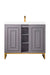 Alicante 39.5" Single Vanity, Gray Smoke, Radiant Gold w/ White Glossy Composite Stone Top - Luxe Vanity & Tub