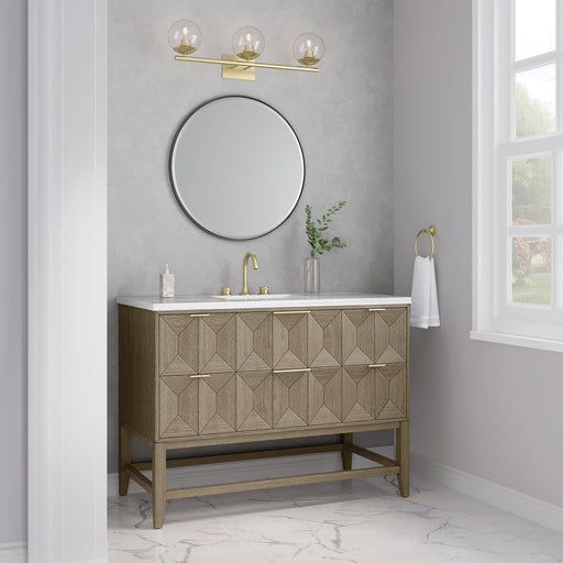 Emmeline 48" Vanity in Pebble Oak Single Bathroom Vanity James Martin Vanities Arctic Fall Solid Surface 