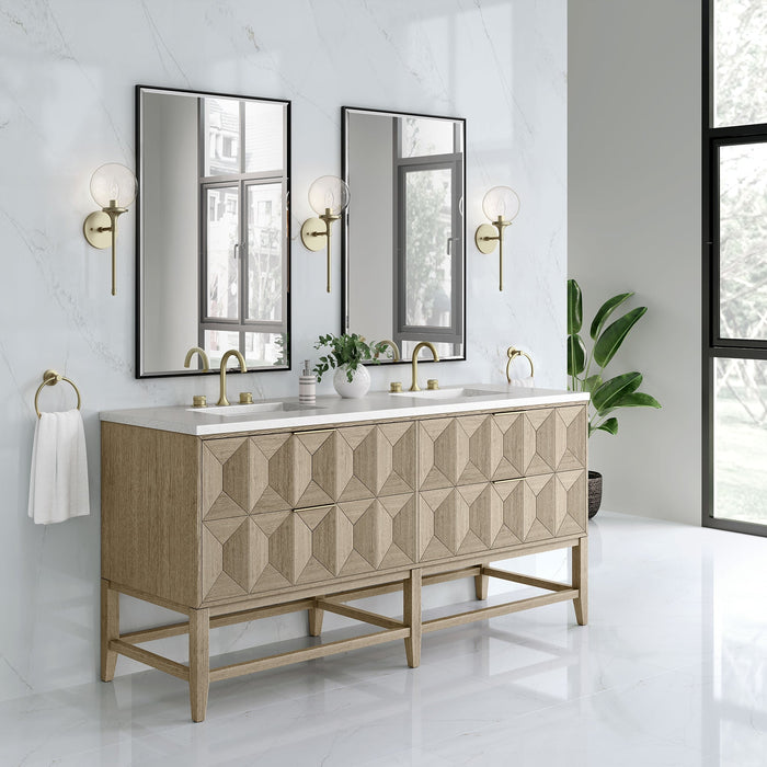 Emmeline 72" Vanity Single Bathroom Vanity James Martin Vanities Arctic Fall Solid Surface 