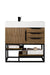 Columbia 36" Single Vanity, Latte Oak, Matte Black w/ Glossy White Composite Stone Top - Luxe Vanity & Tub