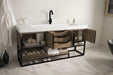 Columbia 72" Single Vanity, Latte Oak, Matte Black w/ Glossy White Composite Stone Top - Luxe Vanity & Tub