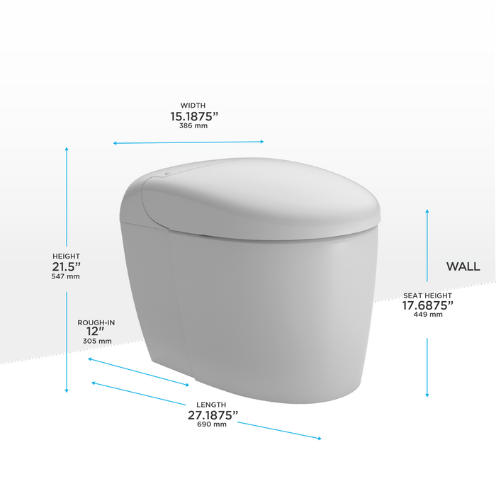 TOTO Neorest RS 0.8 / 1 GPF Dual Flush One Piece Elongated Chair Height Toilet with Integrated Smart Bidet Seat, Auto / Tornado Flush, PREMIST, and EWATER+ - Luxe Vanity & Tub