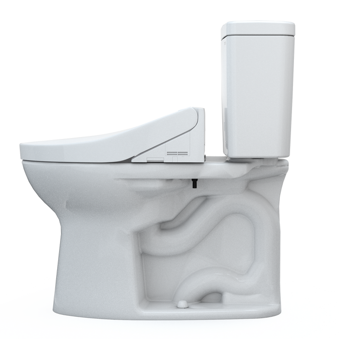 TOTO Drake 1.6 GPF Two Piece Elongated Chair Height Toilet with Left Hand Lever - Bidet Seat Included - Luxe Vanity & Tub