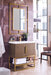 Columbia 31.5" Single Vanity, Latte Oak, Radiant Gold, w/ White Glossy Composite Stone Top - Luxe Vanity & Tub