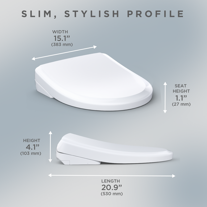 TOTO S7A Washlet Elongated Bidet Toilet Seat with EWATER+ Wand / Bowl Cleaning, Auto Open / Close Classic Lid, and Auto Flush Compatible - Luxe Vanity & Tub