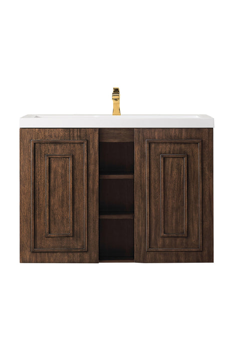 Alicante 39.5" Single Vanity, Mid-Century Acacia w/ White Glossy Composite Stone Top - Luxe Vanity & Tub