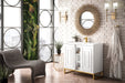 Alicante 39.5" Single Vanity, Glossy White, Radiant Gold w/ White Glossy Composite Stone Top - Luxe Vanity & Tub