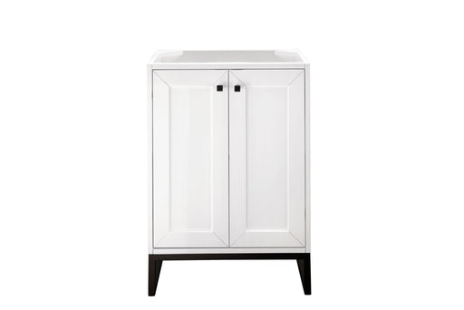 Chianti 24" Single Vanity Cabinet, Glossy White, Matte Black - Luxe Vanity & Tub