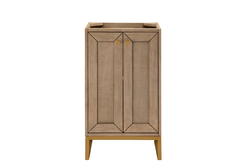 Chianti 20" Single Vanity Cabinet, Whitewashed Walnut, Radiant Gold - Luxe Vanity & Tub