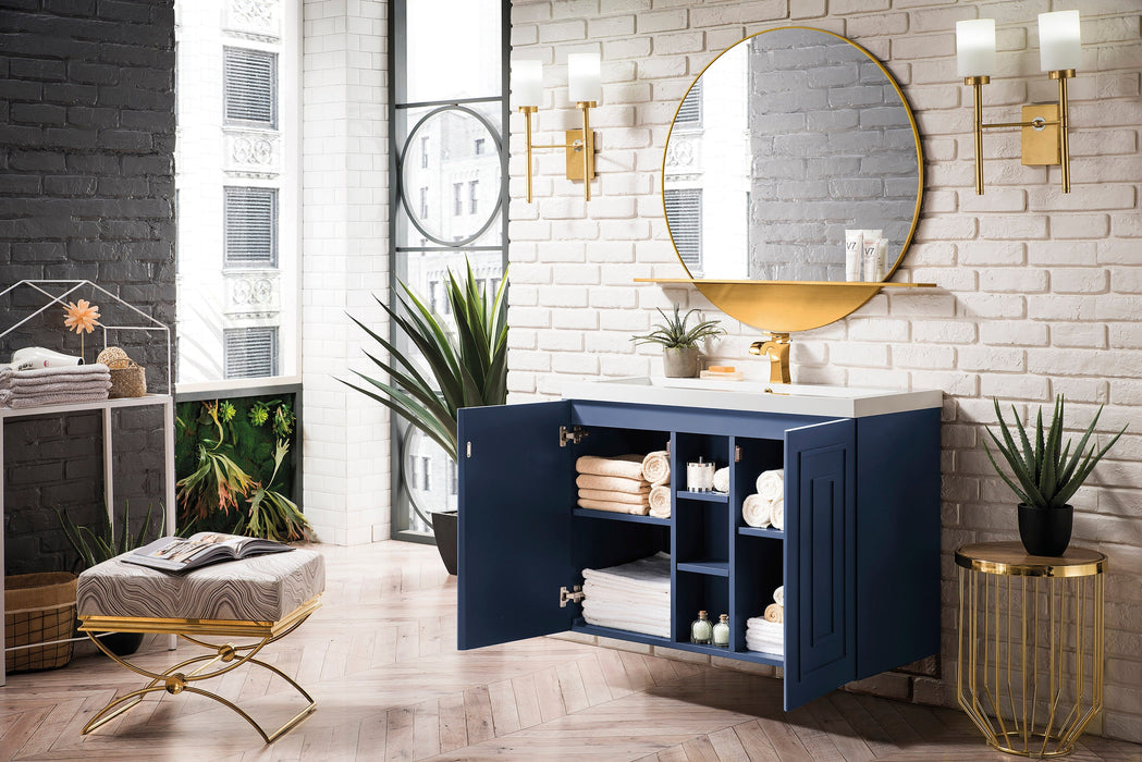 Alicante 39.5" Single Vanity, Azure Blue w/ White Glossy Composite Stone Top - Luxe Vanity & Tub