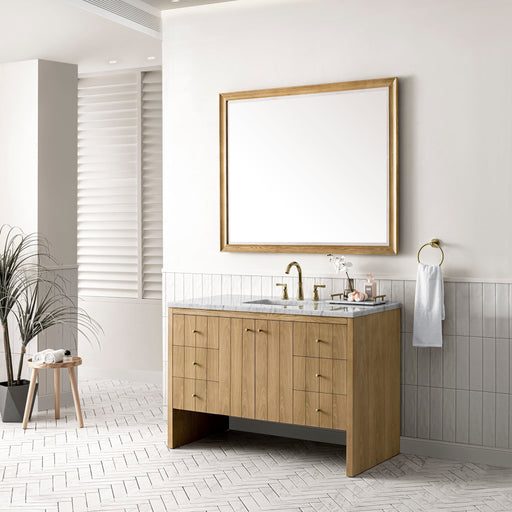 Hudson 48" Single Vanity Single Bathroom Vanity James Martin Vanities Light Natural Oak Arctic Fall Solid Surface 