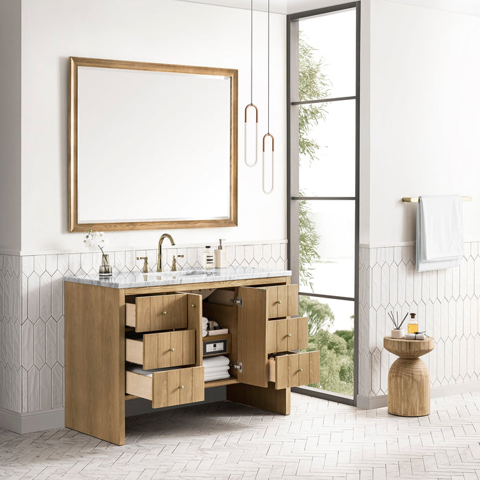 Hudson 48" Single Vanity Single Bathroom Vanity James Martin Vanities Light Natural Oak Charcoal Soapstone Quartz 