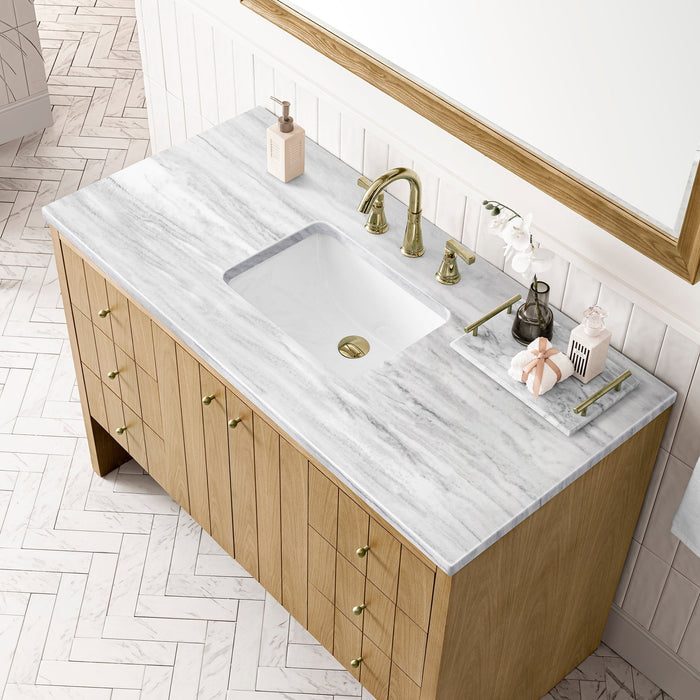 Hudson 48" Single Vanity in Light Natural Oak Single Bathroom Vanity James Martin Vanities Parisien Bleu Quartz 