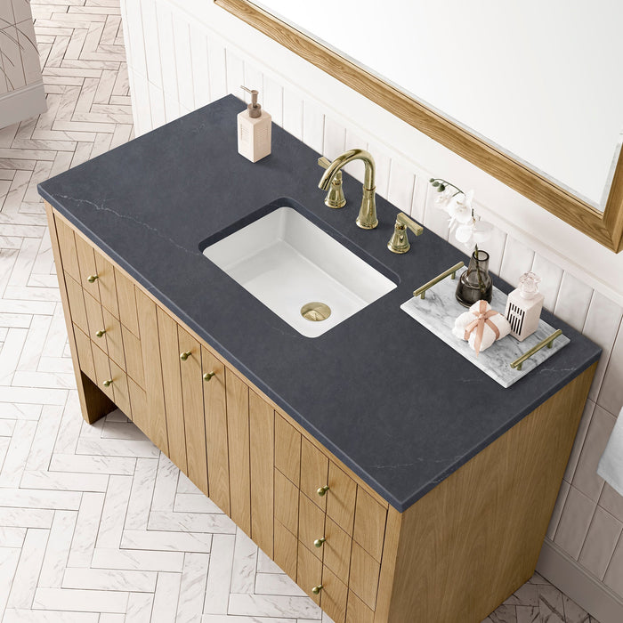 Hudson 48" Single Vanity in Light Natural Oak Single Bathroom Vanity James Martin Vanities Victorian Silver Quartz 