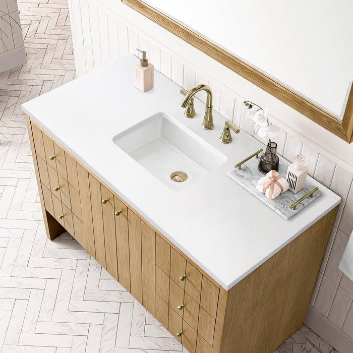 Hudson 48" Single Vanity in Light Natural Oak Single Bathroom Vanity James Martin Vanities Lime Delight Quartz 