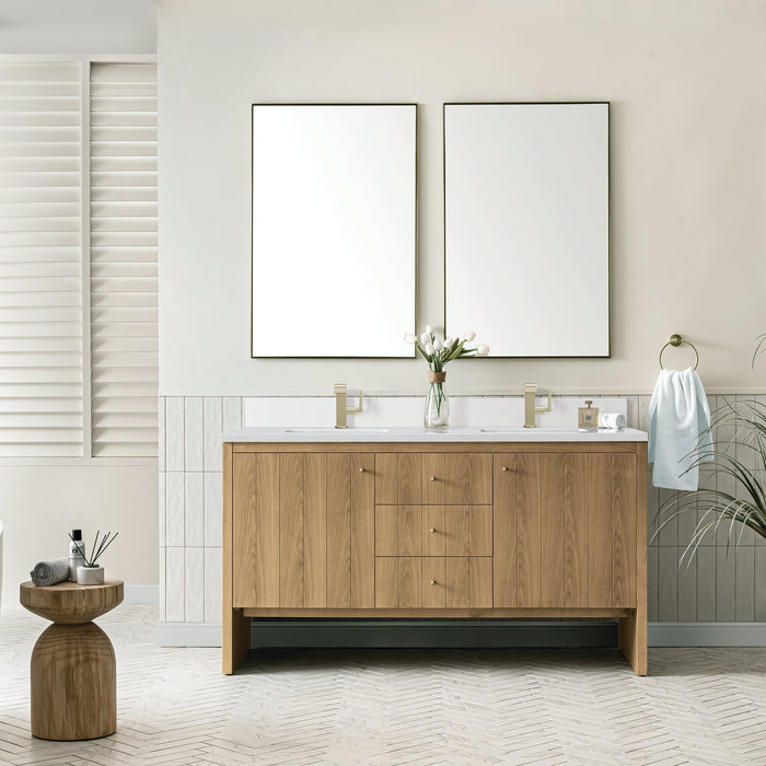 Hudson 60" Double Vanity in Light Natural Oak