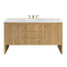 Hudson 60" Single Vanity Double Bathroom Vanity James Martin Vanities Light Natural Oak Carrara White Marble 