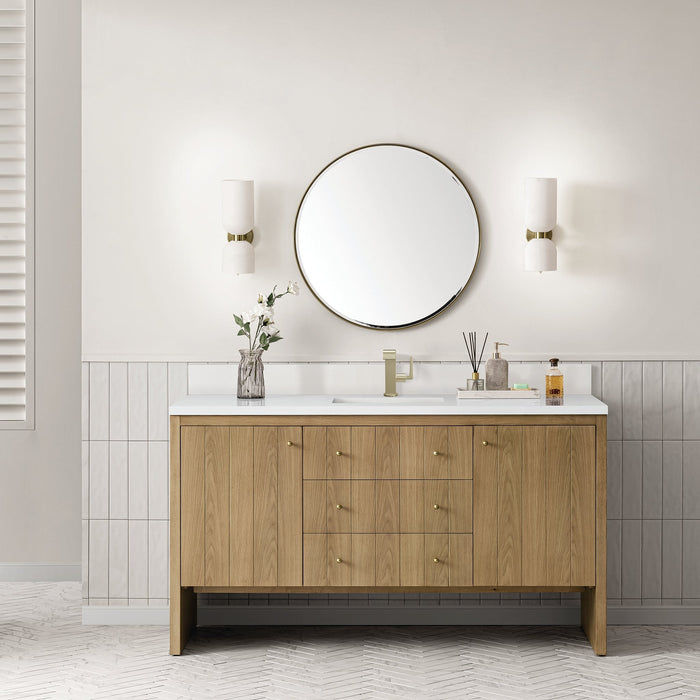 Hudson 60" Single Vanity in Light Natural Oak