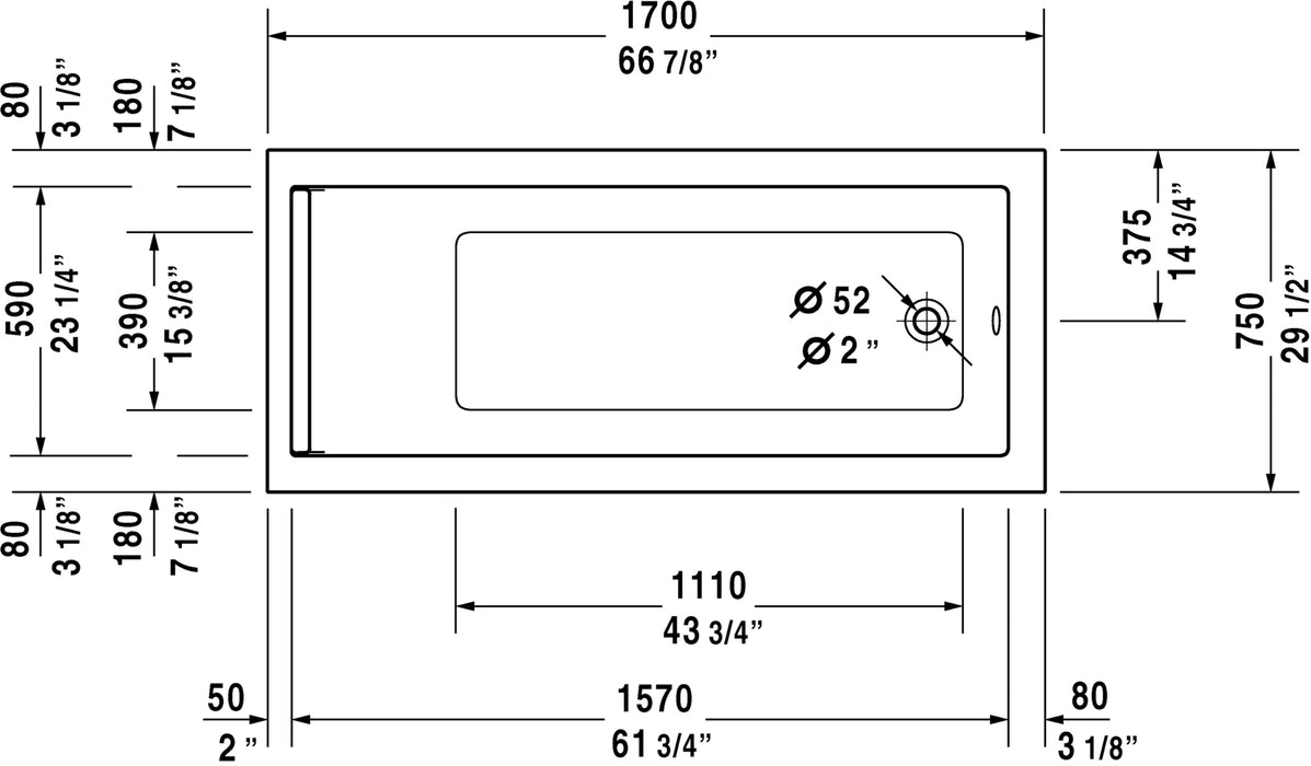 Duravit Starck 66" Soaking Tub - Luxe Vanity & Tub