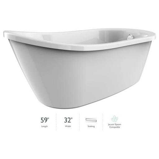 Jacuzzi Arietta 59" Soaking Bathtub for Freestanding Installation with Reversible Drain - Luxe Vanity & Tub