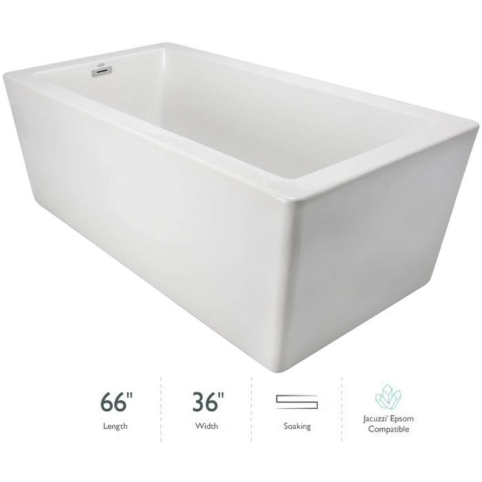 Jacuzzi Bianca 66" Soaking Freestanding Bathtub - Luxe Vanity & Tub