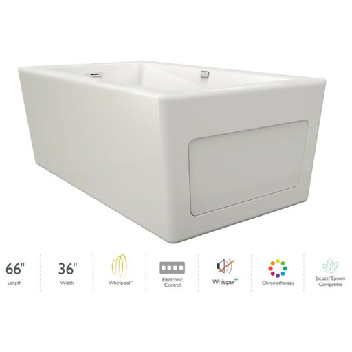 Jacuzzi Bianca 66" Freestanding Whirlpool Bathtub with Reversible Drain and Chromatherapy - Luxe Vanity & Tub