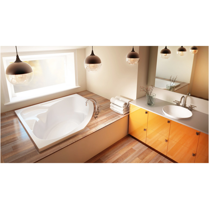 Jacuzzi 55" x 55" Capella Drop In Corner Soaking Bathtub with Center Drain - White - Luxe Vanity & Tub