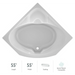 Jacuzzi 55" x 55" Capella Drop In Corner Soaking Bathtub with Center Drain - White - Luxe Vanity & Tub