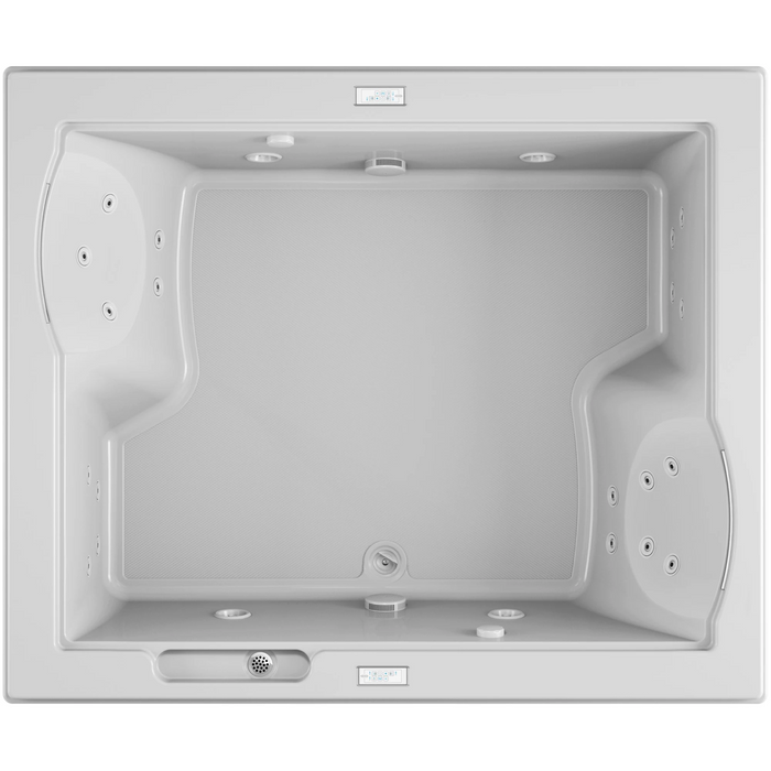 Jacuzzi 72" x 60" Fuzion Drop In Luxury Whirlpool Bathtub with 23 Jets, Luxury Controls, Chromatherapy, Heater, Center Drain and Dual Pump - Integrated Drain Assembly Included - White - Luxe Vanity & Tub