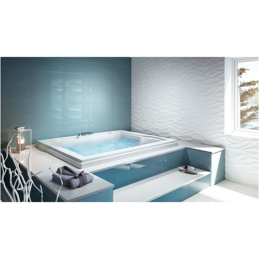 Jacuzzi 72" x 60" Fuzion Drop In Luxury Whirlpool Bathtub with 23 Jets, Luxury Controls, Chromatherapy, Heater, Center Drain and Dual Pump - Integrated Drain Assembly Included - White - Luxe Vanity & Tub