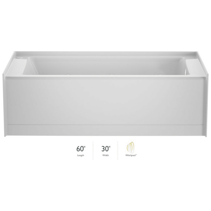 Jacuzzi Signature 60" Three Wall Alcove Acrylic Air / Whirlpool Tub with Right Drain and Overflow - White - Luxe Vanity & Tub