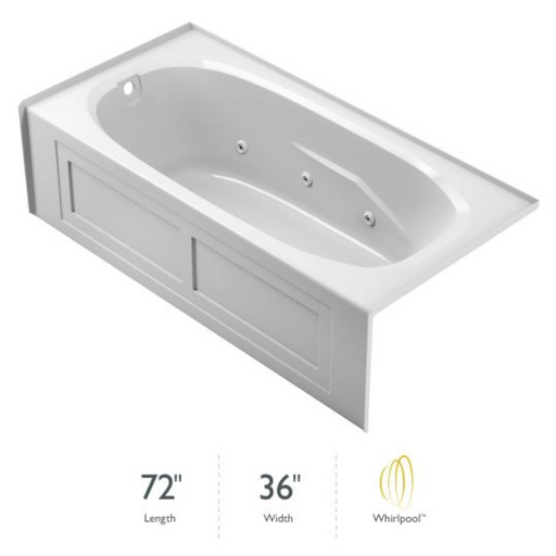 Jacuzzi Signature 72" Acrylic Whirlpool Bathtub for Alcove Installation with Left Drain - White - Luxe Vanity & Tub