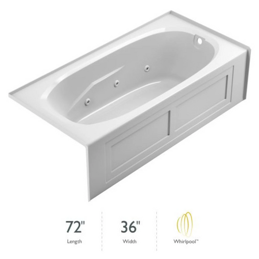 Jacuzzi Signature 72" Acrylic Whirlpool Bathtub for Alcove Installation with Right hand Drain - White - Luxe Vanity & Tub