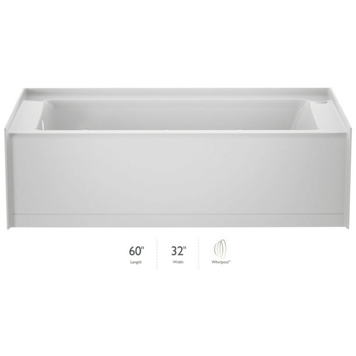 Jacuzzi Signature 60" Three Wall Alcove Acrylic Air / Whirlpool Tub with Left Drain and Overflow - White - Luxe Vanity & Tub