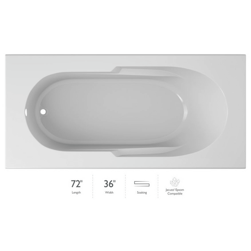 Jacuzzi Signature 72" Soaking Drop In Bathtub with Reversible Drain and Slip Resistant Base - White - Luxe Vanity & Tub