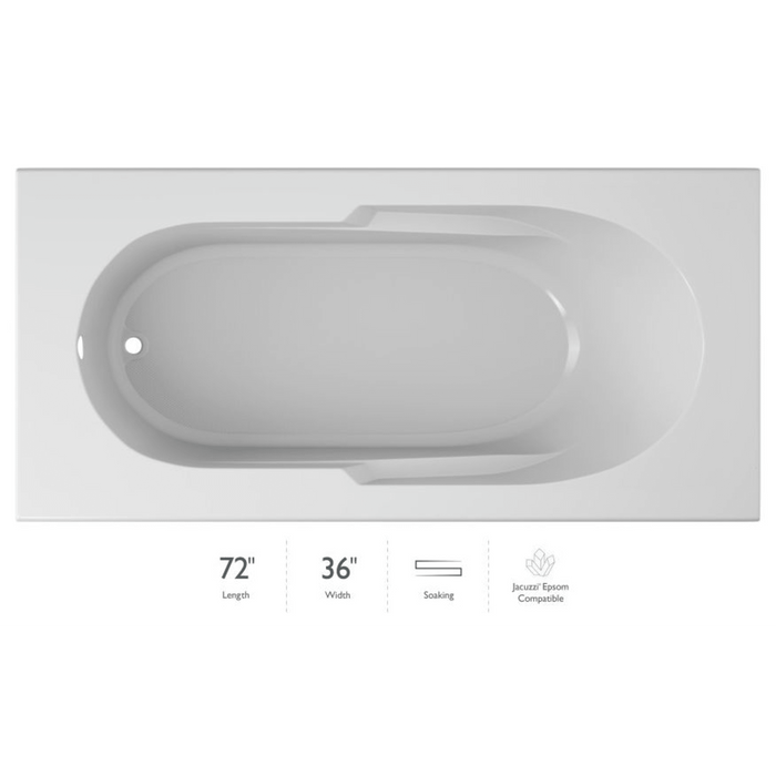 Jacuzzi Signature 72" Soaking Drop In Bathtub with Reversible Drain and Slip Resistant Base - White - Luxe Vanity & Tub