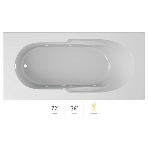 Jacuzzi Signature 72" Drop In Whirlpool Bathtub with 6 Jets, Air Controls, Left Drain and Right Pump - White - Luxe Vanity & Tub