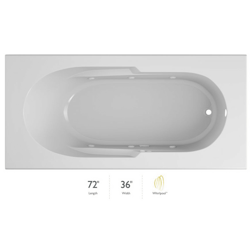 Jacuzzi Signature 72" Drop In Whirlpool Bathtub with 6 Jets, Air Controls, Right Drain and Left Pump - White - Luxe Vanity & Tub