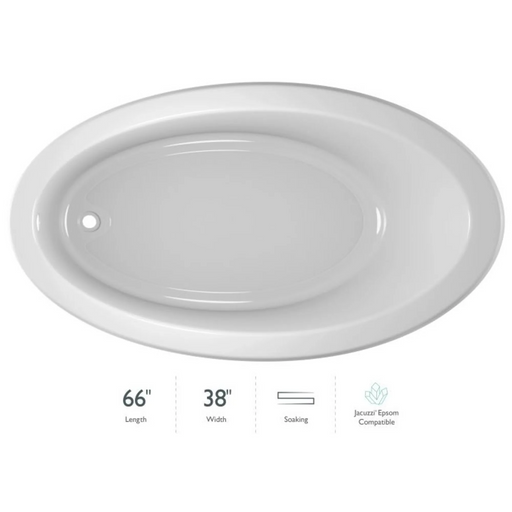 Jacuzzi Signature 66" Drop In Soaking Bathtub with Universal Drain - White - Luxe Vanity & Tub