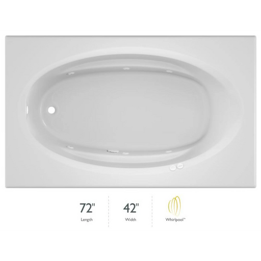 Jacuzzi 72" x 42" Signature Drop In Whirlpool Bathtub with 6 Jets, Air Controls, Left Drain and Right Pump - White - Luxe Vanity & Tub